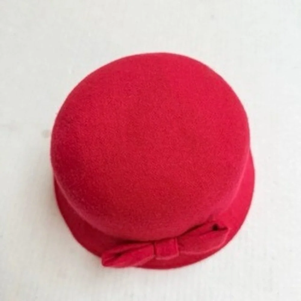 Janie and Jack Toddler Girl Red Wool Blend Cloche Bow Hat Size 2T 3T Holiday